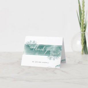 Carte De Remerciements Photo À L'Intérieur, Aquarelle De Sage Argent Plié