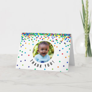 Carte de remerciements photo   Anniversaire Confet
