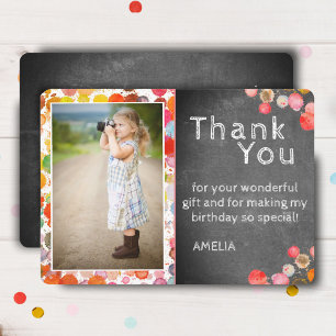 Carte De Remerciements Photo Anniversaire de Blots colorés