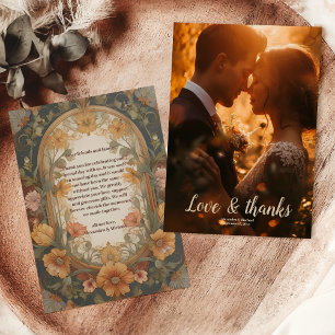 Carte De Remerciements Photo Antique Floral Art Nouveau Mariage