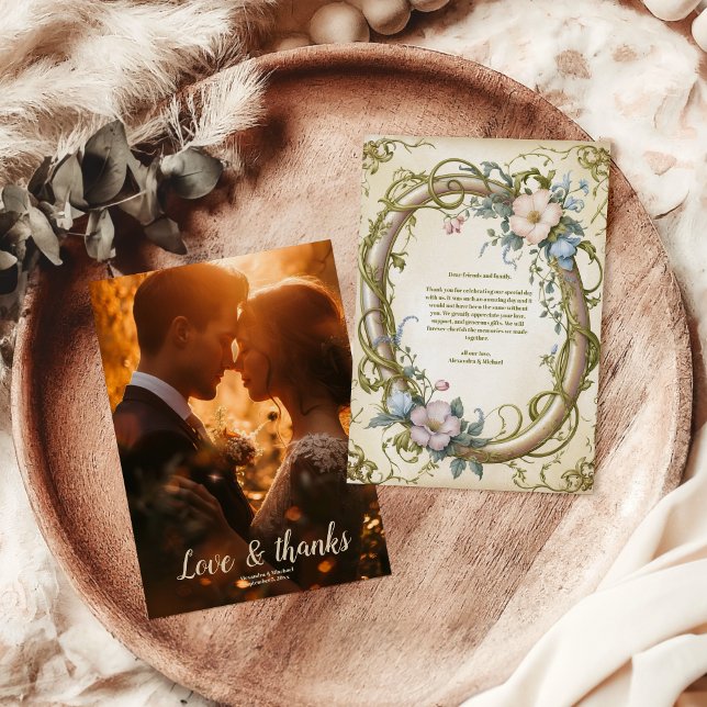 Carte De Remerciements Photo Art Nouveau Mariage Fleur sauvage (Créateur téléchargé)