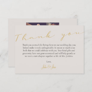 Carte De Remerciements Photo avec QR Code Elegant or script