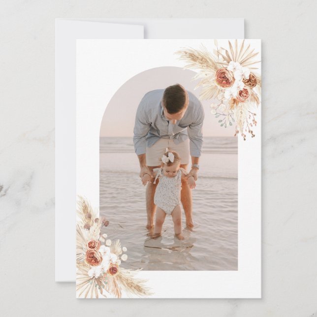 Carte de remerciements photo Boho Anniversaire Mer (Devant)