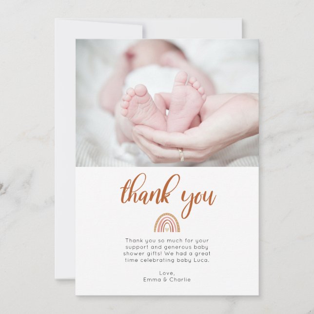 Carte de remerciements photo Boho Rainbow Baby sho (Devant)