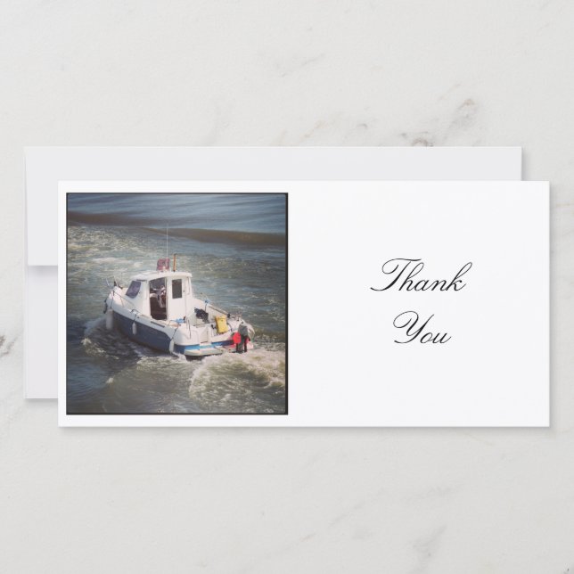 Carte De Remerciements Photo Carré - Bateau à moteur (Devant)