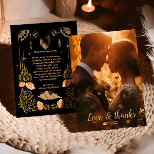 Carte De Remerciements Photo Céleste Minuit Étoiles Noires Mariage