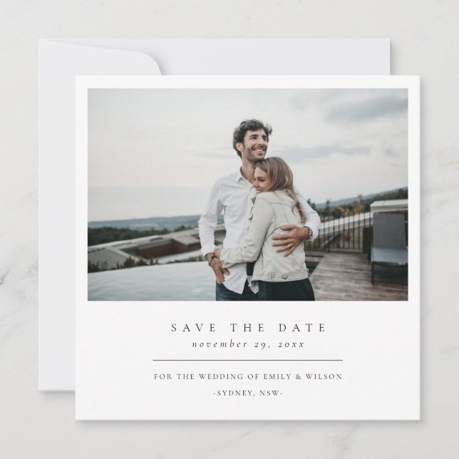 CARTE DE REMERCIEMENTS PHOTO CHIC MINIMAL PROPRE PERSONNALISÉE ENREGISTRE (Devant)