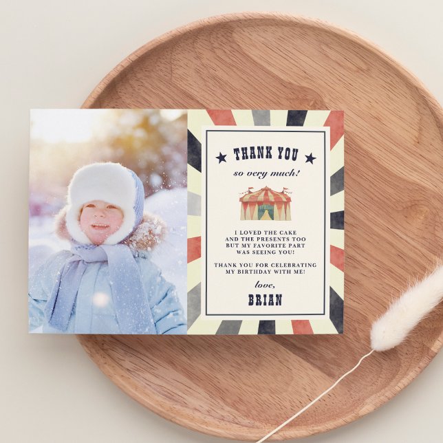 Carte de remerciements photo Circus vintage (Créateur téléchargé)