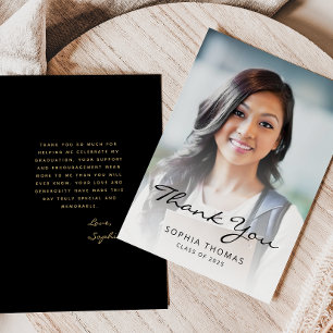 Carte De Remerciements Photo Classic 2025 Black Gold