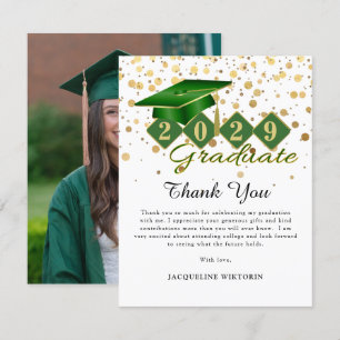 Carte De Remerciements Photo Classic Green Gold Graduation