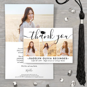 Carte De Remerciements Photo Collage Nouvelle adresse Graduation moderne
