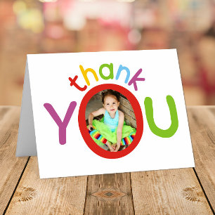 Carte de remerciements photo colorée de l'enfant