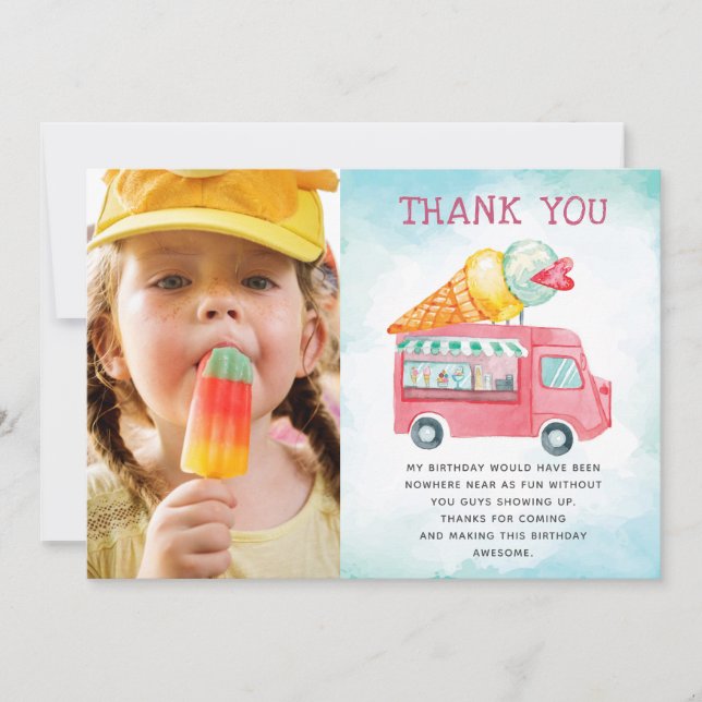 Carte De Remerciements Photo Crème de glace Anniversaire (Devant)