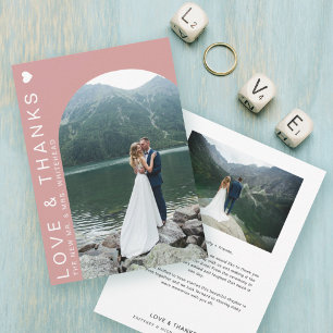 Carte De Remerciements Photo d'amour moderne Collage rose vif