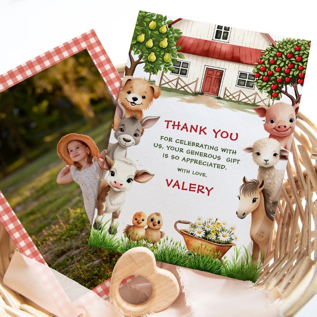 Carte De Remerciements Photo d'animaux de ferme pour fête d'anniversaire  (Créateur téléchargé)