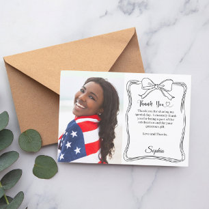 Carte De Remerciements Photo d'anniversaire à la main arc écrit