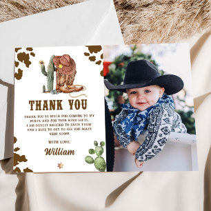 Carte De Remerciements Photo d'anniversaire de cow-boy de rodéo occidenta