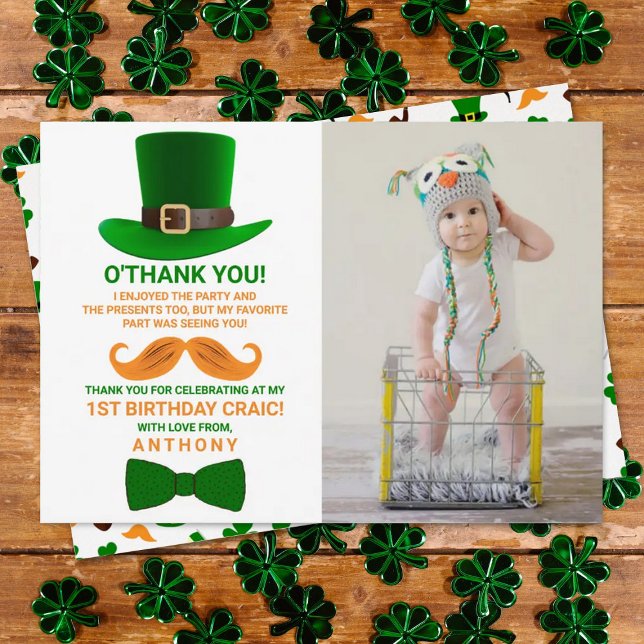 Carte De Remerciements Photo d'Anniversaire de la St. Patrick de Leprecha (Créateur téléchargé)