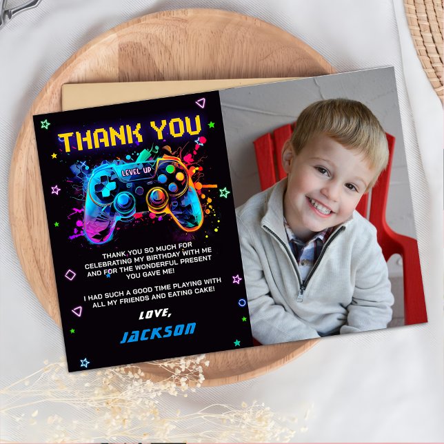 Carte De Remerciements Photo d'anniversaire de niveau supérieur de jeu vi (Créateur téléchargé)