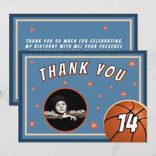 Carte De Remerciements Photo d'anniversaire de sports de ballon de basket