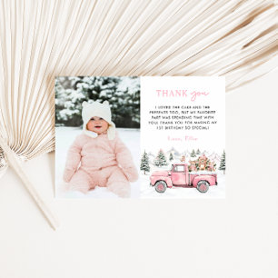 Carte De Remerciements Photo d'anniversaire de Winter Onederland 1 an