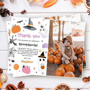 Carte De Remerciements Photo d'anniversaire d'Halloween Cute Ghost