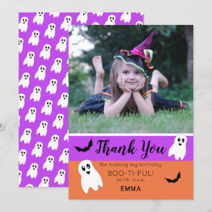 Carte De Remerciements Photo d'anniversaire d'Halloween Fantôme Boo