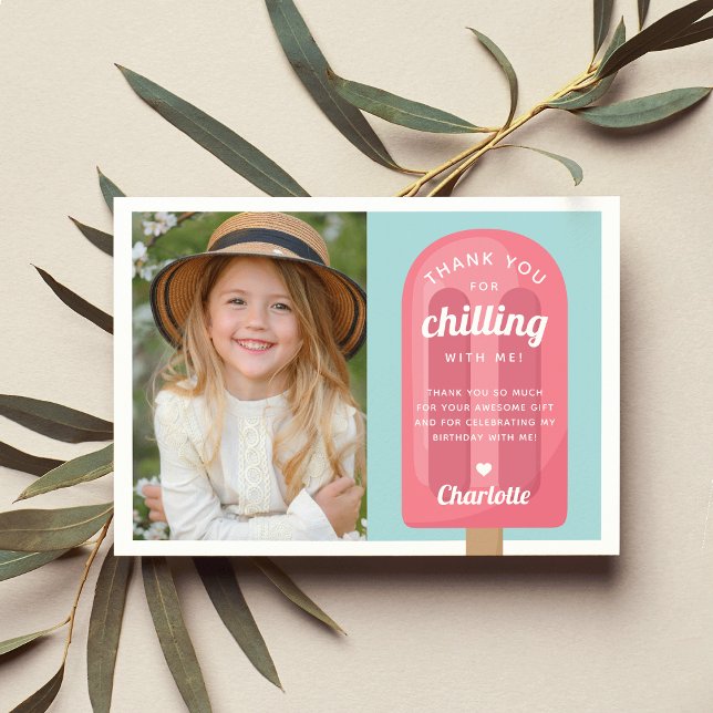 Carte De Remerciements Photo d'anniversaire pour enfants avec Popsicle d' (Créateur téléchargé)