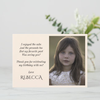 Carte de remerciements photo d'anniversaire pour f