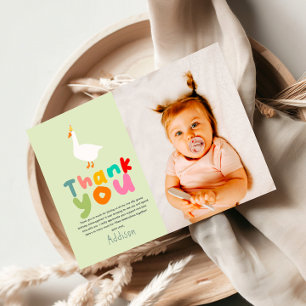 Carte De Remerciements Photo de 2e anniversaire de Two Silly Goose neutre