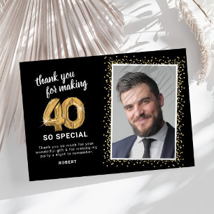 Carte De Remerciements Photo de 40e anniversaire adulte moderne