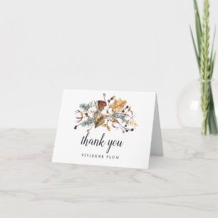 Carte De Remerciements Photo de Baby Shower Automnal Blanc Floral