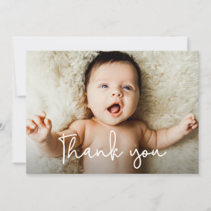 Carte De Remerciements Photo de Baby Shower avec écriture manuscrite mode