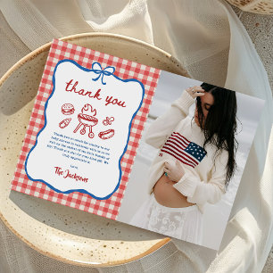 Carte De Remerciements Photo de Baby Shower Baby Q Backyard BBQ 4 juillet