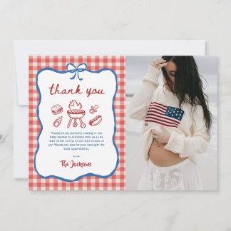 Carte De Remerciements Photo de Baby Shower Baby Q Backyard BBQ 4 juillet