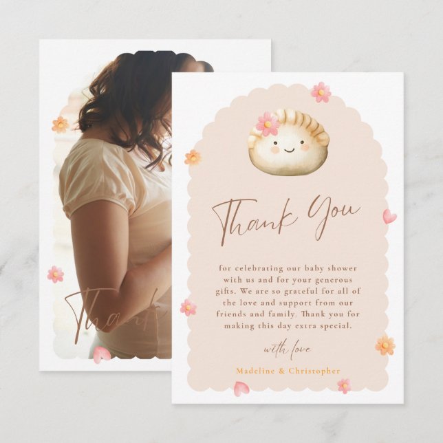Carte de remerciements photo de Baby shower de dum (Devant / Derrière)