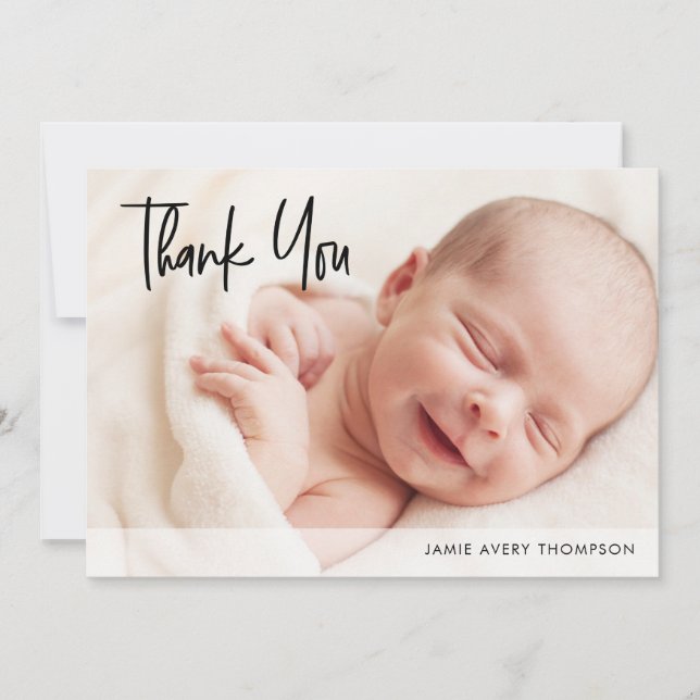 Carte De Remerciements Photo de bébé personnalisée Gratitude Moderne (Devant)