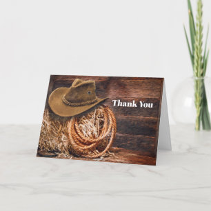 Carte De Remerciements Photo de Casquette russe Cowboy Rope Hay