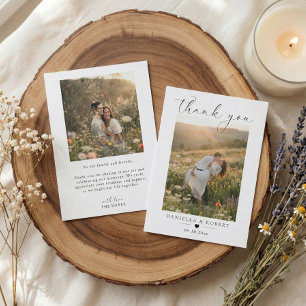Carte De Remerciements Photo de couple de mariage personnalisé minimalist