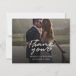 Carte De Remerciements Photo de couple remerciement de mariage écrit à la