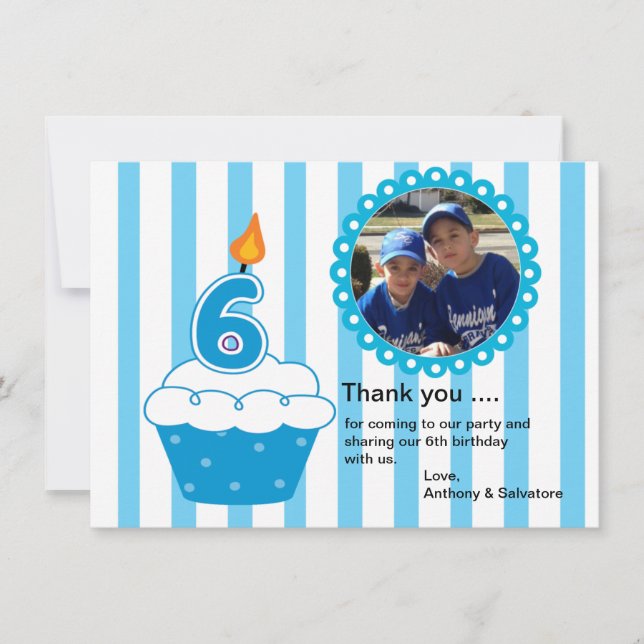 Carte de remerciements photo de Cute Blue Cupcake (Devant)