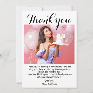 Carte de remerciements photo de fête d'anniversair