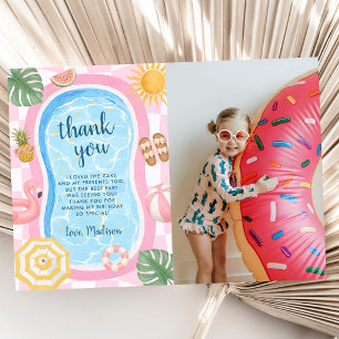 Carte De Remerciements Photo de fête d'anniversaire de fille sur le thème