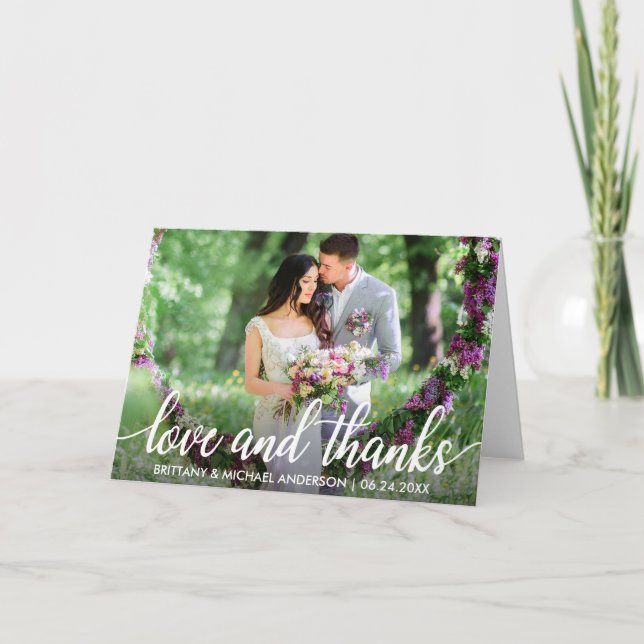 Carte De Remerciements Photo de Fold Wedding Thank (Devant)