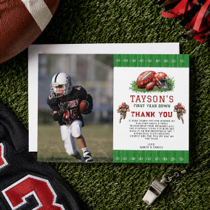 Carte De Remerciements Photo de football pour la première année pour un a