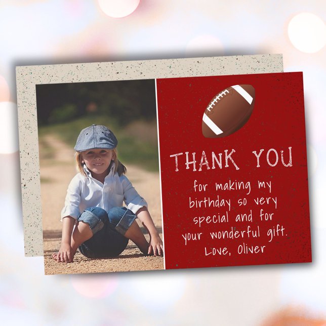 Carte De Remerciements Photo de garçon Football Ball Anniversaire de l'en (Créateur téléchargé)