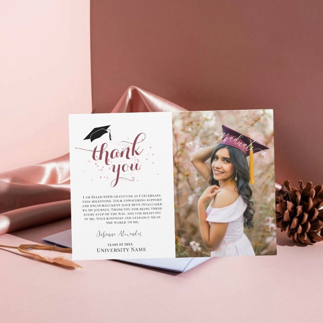Carte De Remerciements Photo de graduation éditable tendance (Créateur téléchargé)