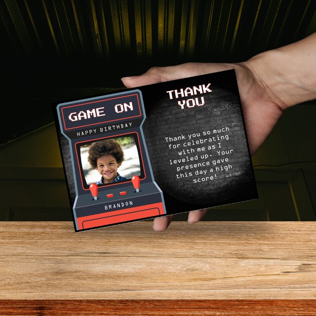 Carte De Remerciements Photo de jeu d'arcade Mur de briques Rétro (Créateur téléchargé)