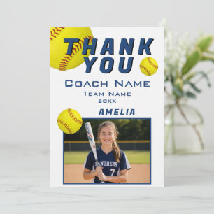 Carte De Remerciements Photo de joueur Équipe Sports Softball Entraîneur