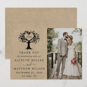 Carte De Remerciements Photo de la collection Rustique de Mariages d'arbr